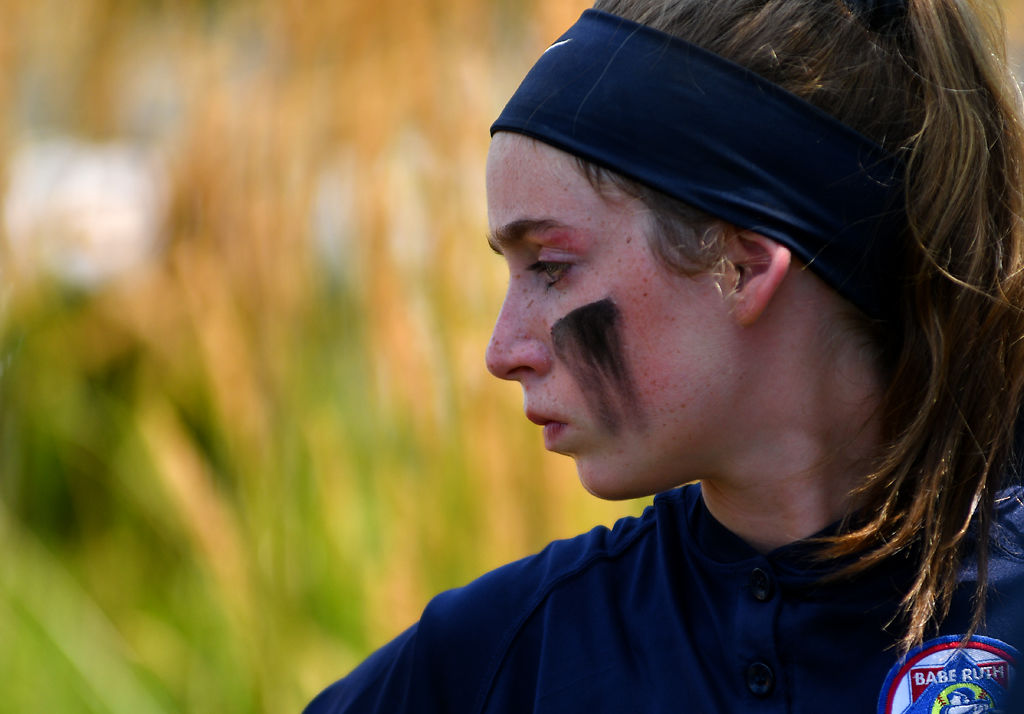 Tank Tech Softball player Kayleigh Holman, 13, looks away for a few seconds